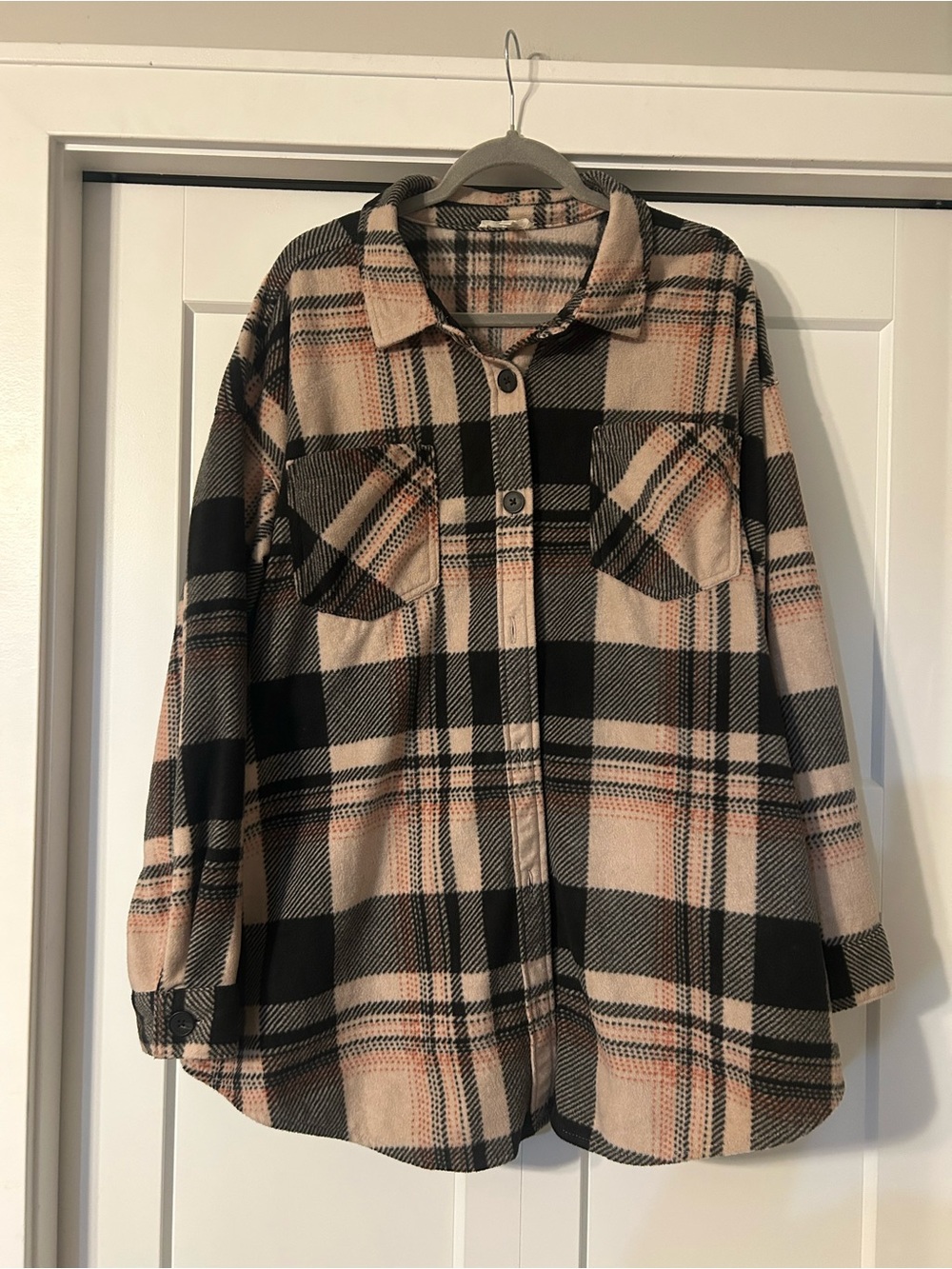 Maurices Black & Pink Plaid Shacket